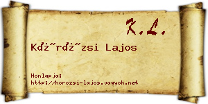 Körözsi Lajos névjegykártya